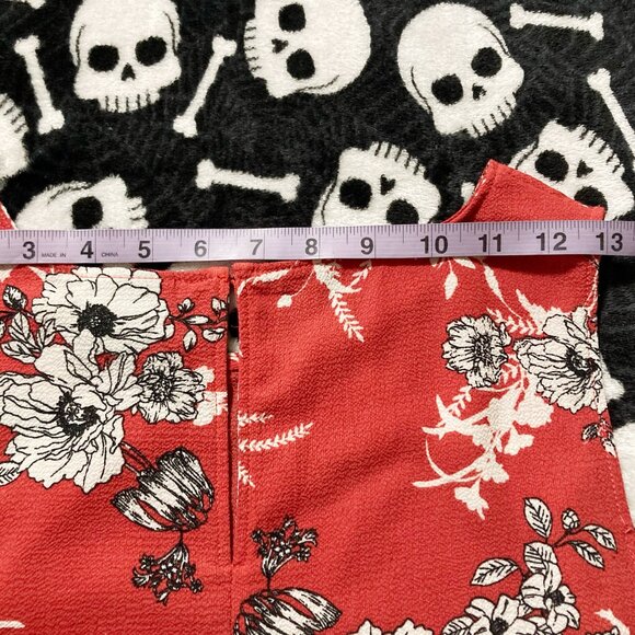 BOBEAU Dark salmon pink black white floral print sleeveless shirt ~ MEDIUM LARGE - Picture 9 of 13